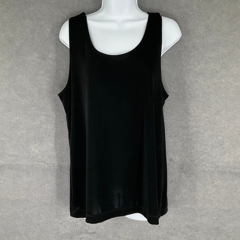 Chicos Travelers Black Sleeveless Scoop Neck Tank Top‎ XL Liquid Knit Essential